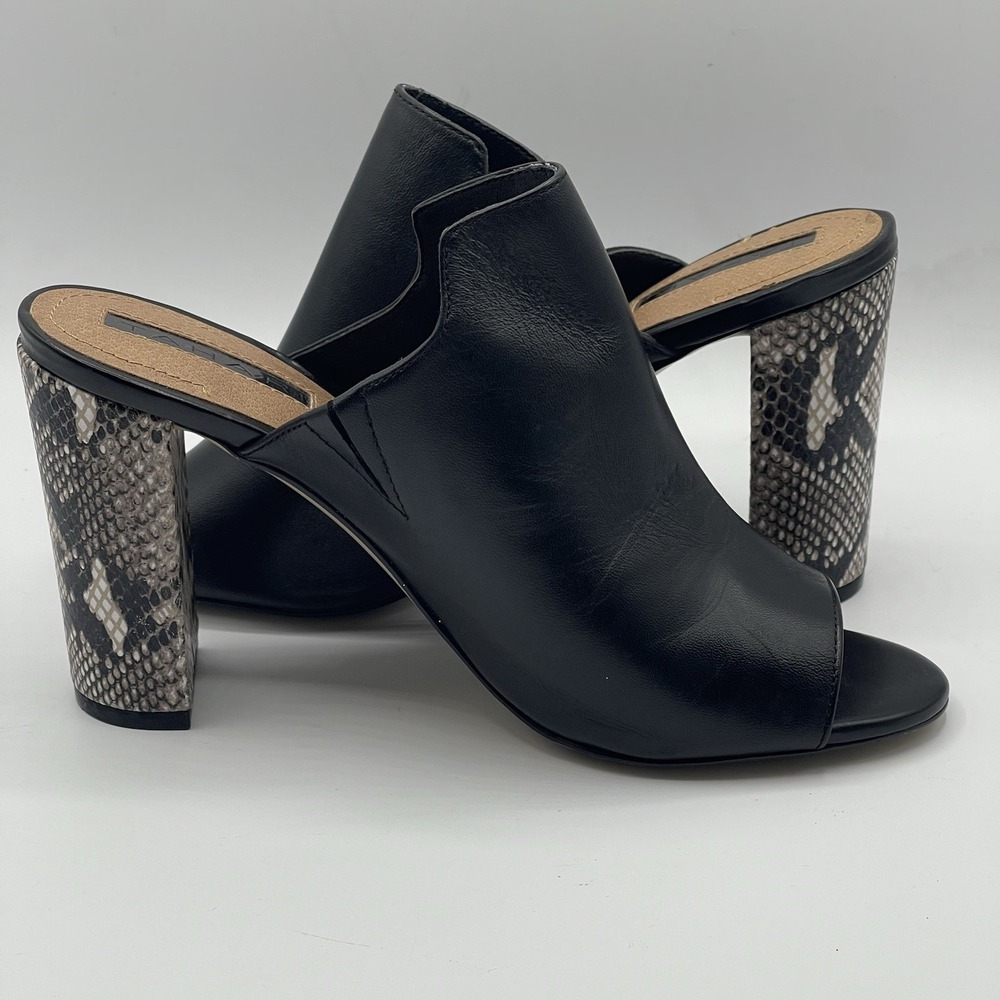 Tahari Peep Toe Mule Snake Print Heels Women's 7 Office Career